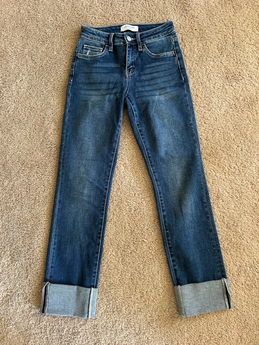 Lovervet by Vervet Dark Blue Women's Straight Leg Jeans Denim Wide Cuff Bottom
